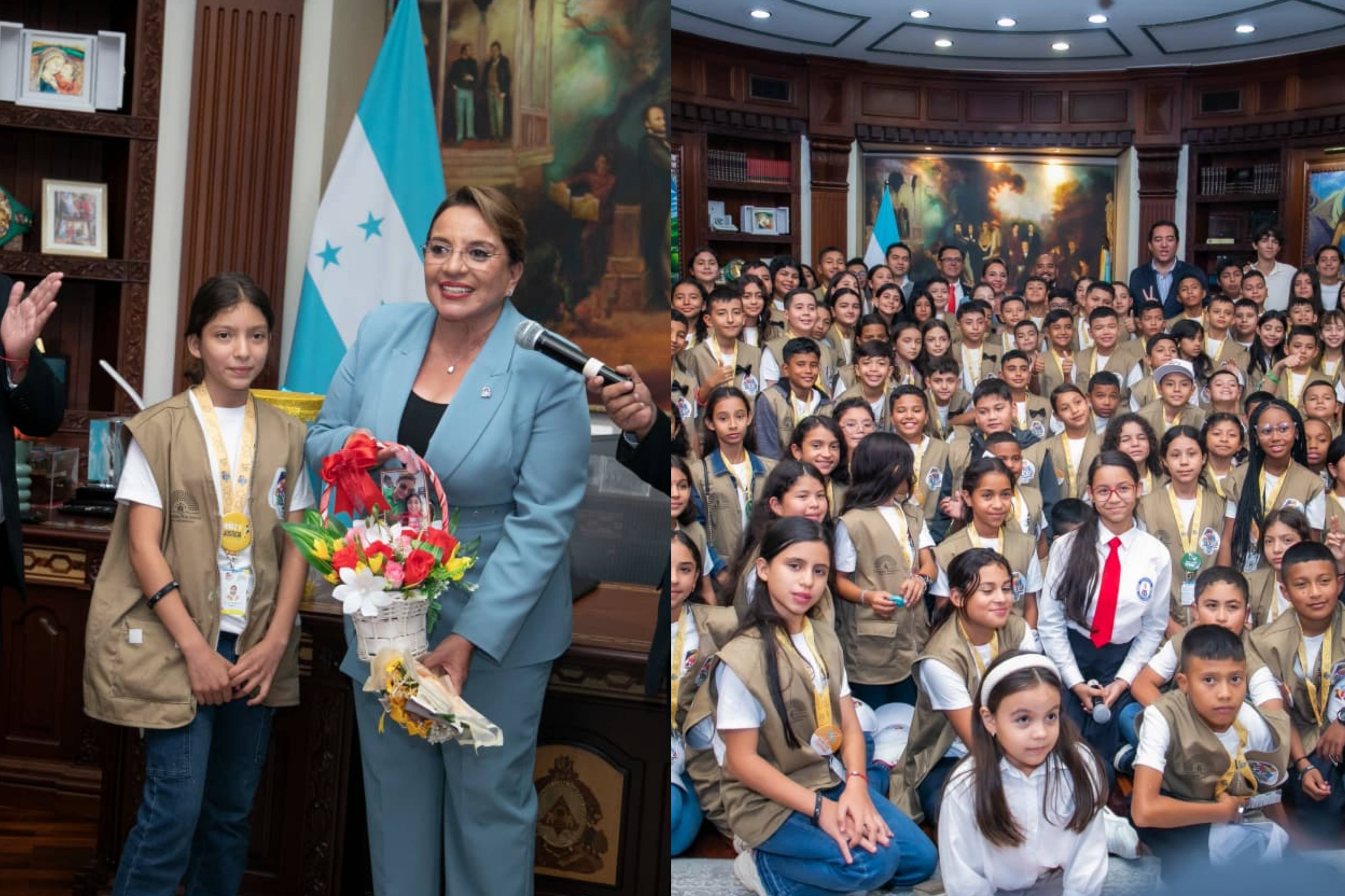 Presidenta Xiomara Castro recibe a los 128 diputados del Congreso Nacional Infantil 2025 y escucha sus propuestas por el país