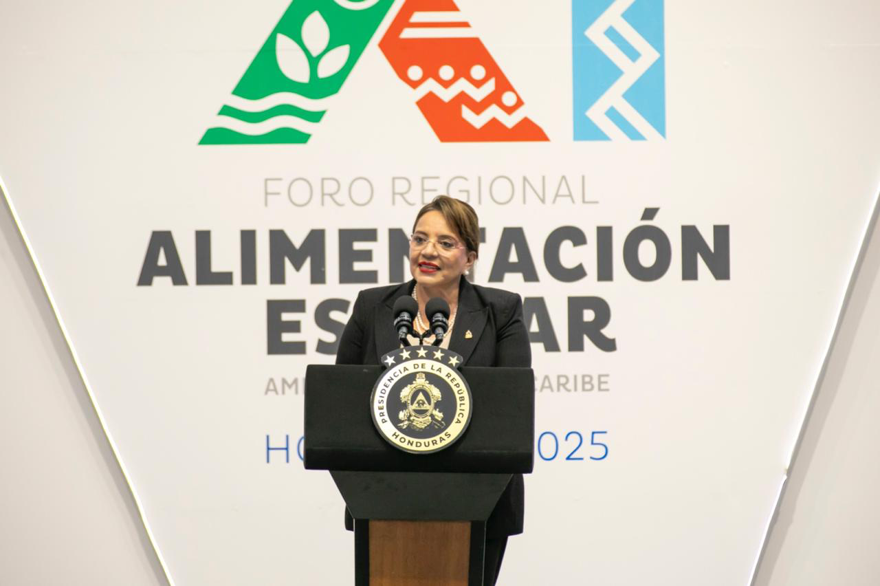 Presidenta Xiomara Castro en el XI Foro Regional de Alimentación Escolar, en San Pedro Sula